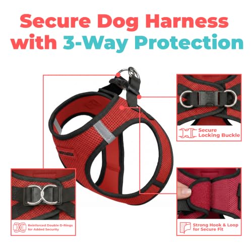 Image of Voyager Step-in Air Dog Vest Harness - Red /Black Trim, Small