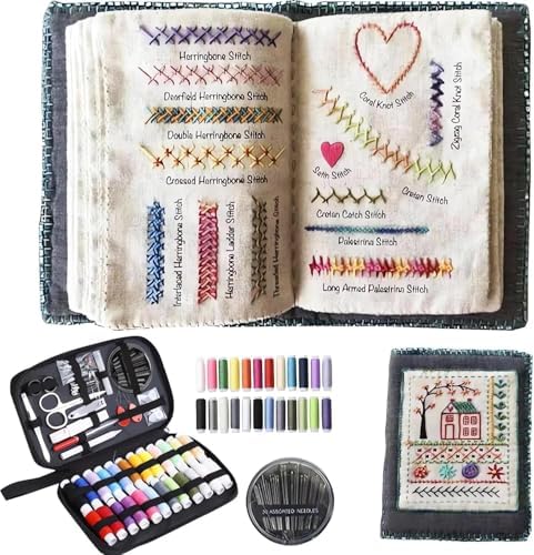 2026 New Embroidery Stitch Book Kit,Portable All Scenario Embroidery Stitch Book,Comes with a Complete Toolkit and Instructional Tutorial, Perfect for Beginners and Craft Lovers (1 PCS)