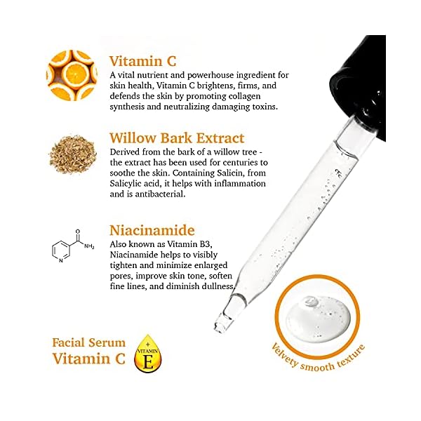 PURIFECT-Facial-Serum-VITAMIN-C-BRIGHTENING-30ml NATURAL VITAMIN C Vegan Facial Serum for Skin Brightening Firming Anti Aging, Reduce Wrinkles Dark Spots with Niacinamide Vitamin E 30ml Non Irritaging Formula PURIFECT MADE IN USA