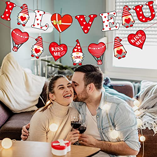 Image of FestikoI Love You Gnomes Banner, Valentine's Day Decorations Banners Wedding Anniversary Engagement Banners Garland Photo Props Banner for Party Home Decorations