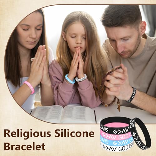 Eyourlife 4PCs Bible Verse Wristband Bracelets, God is Greater than the Highs and Lows Scripture Christian Bracelets Bulk for Women Men, Jesus Silicone Bracelet Gifts for Easter Carnival Party4