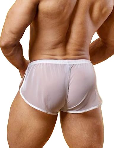 YCHSXAIZ Mens Low Rise Split Shorts Exotic Short Lounge Boxers Color White Size L