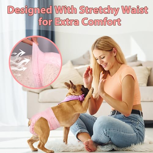 Image of Ambreview Disposable Dog Diapers Female, Just Pull It Up, XS 100 PCS | Doggie Diapers for Female Dogs • Strong Absorbency • Leak-Proof Protection • Ideal for Dogs in Heat, Senior & Disabled Dogs