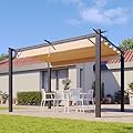 Aoxun 10'x12' Outdoor Pergola, Heavy Duty Metal Frame Patio Pergola with Adjustable Retractable Sun Shade Canopy, Modern Backyard Pergola for Garden, Deck, Patio, Lawn and Outdoor