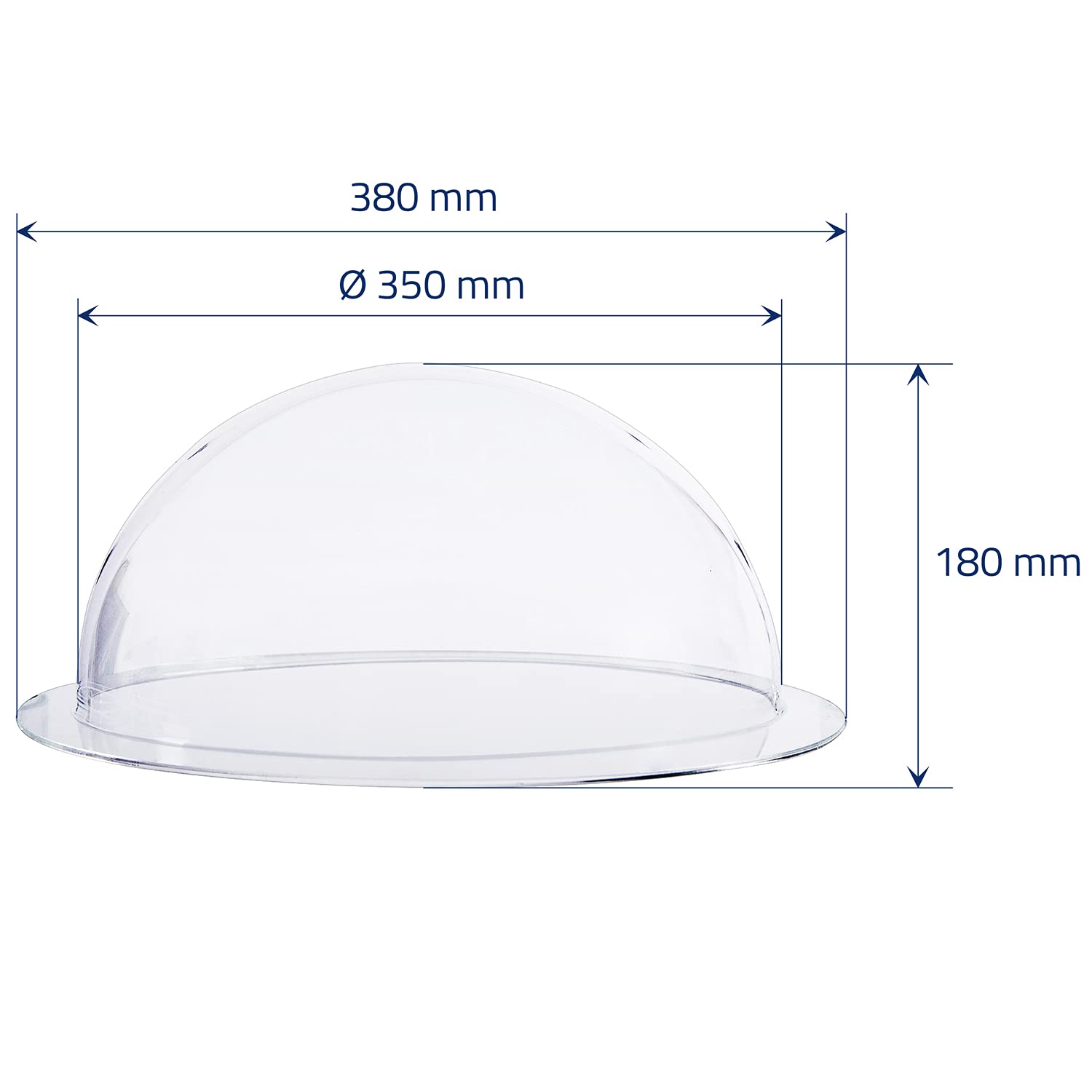 HMF 46735 Demi-sphère en acrylique, avec bord et capot en acrylique, pour le bricolage, diamètre : 35 cm, transparente