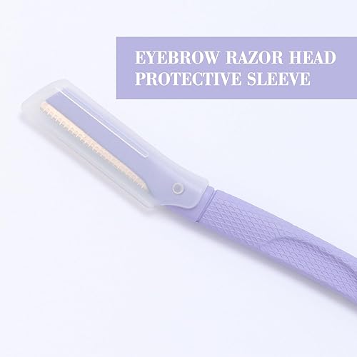Miniatura 8 de Maquinilla de afeitar de cejas de metal, recortadora de cejas para mujer, herramienta de dermaplaning profesional con mango cómodo y dos cuchillas