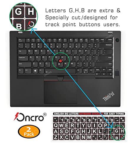 Image of Pack of 2, Large English Keyboard Stickers Big Letter Alphabet Typing US English Language Replacement Stickers for Laptop PC Desktop Computer Black Lettering Water Proof