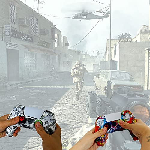 Image of Silicone Skin for Ps5 Controller, 2pcs Anti-Slip Shell Cover Case with 10 Joystick Grips, 2 Pairs L2 R2 for Playsation 5 Controller Wireless Gamepad