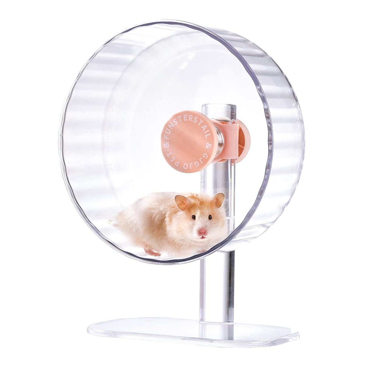 Funsters Tail Super Silent Hamster Wheel 22cm (8.7 Inch), Magnetic Large Rat Wheel for Chinchilla, Gerbil, Guinea Pig, Cat, Mouse, Sugar Glider and Dwarf, Syrian Hamster Accessories (Peach Pink)