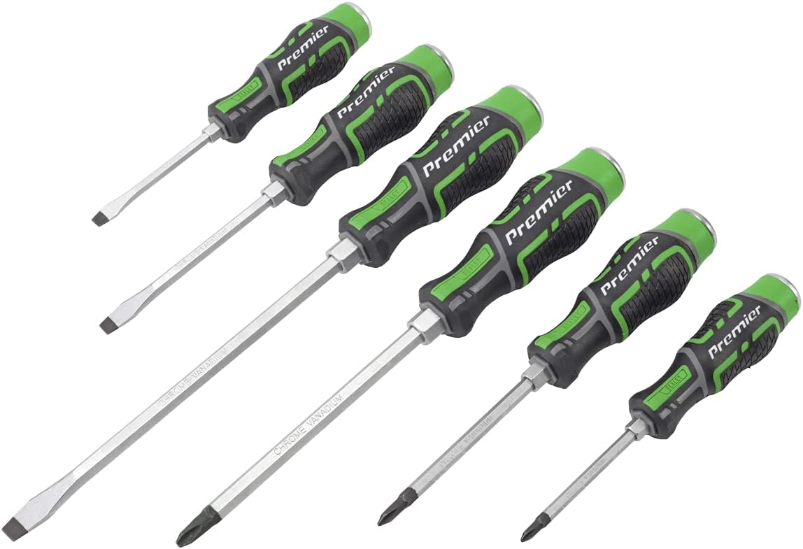 Sealey Hammer-Thru Screwdriver Set Hi-Vis Green, 6pc - AK4940HV