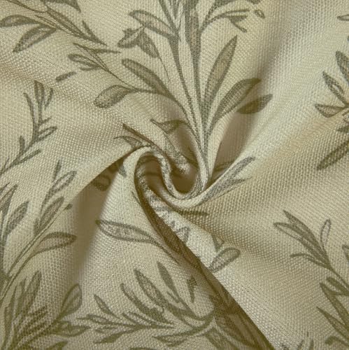 Image of TWOPAGES Rod Pocket Leaf Print Cafe Curtains, Travertine, 26W x 18L