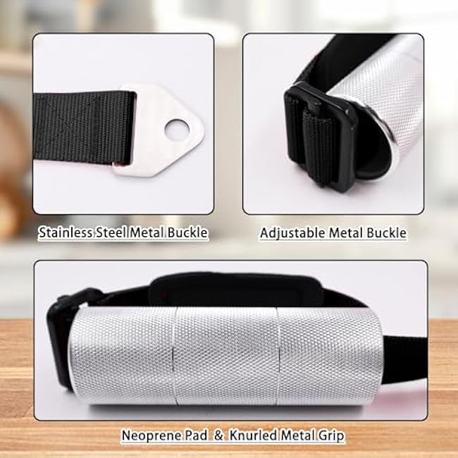 Arm Wrestling Training Handle ¨C 2-Inch Aluminum Grip for Enhanced Pronation Strength, with Heavy-Duty Strap, Carabiner, and Storage Bag