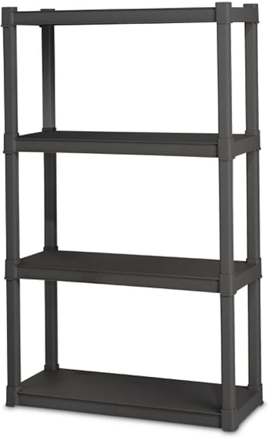 Sterilite 4 Shelf Unit, Heavy Duty and Easy to Assemble Plastic Storage Unit, Organize Bins in the Garage, Basement, Attic, Mudroom, Gray, 1-Pack 1 Pack Storage Unit