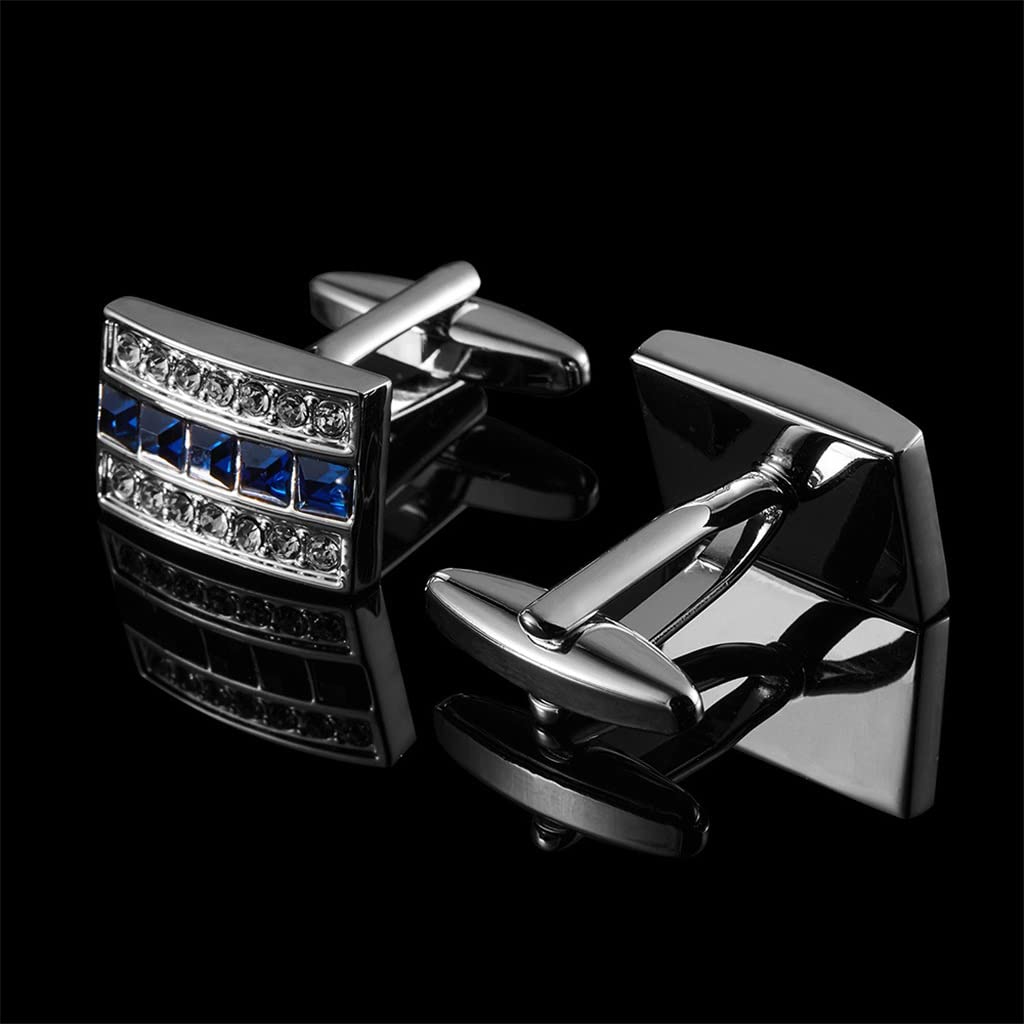 Metall-Silber-Manschettenknöpfe Diamanten Herren-Manschetten-Manschetten-Bolzen Französische Hemd-Schnallen-Bolzen (Color : A, Size : One Size)
