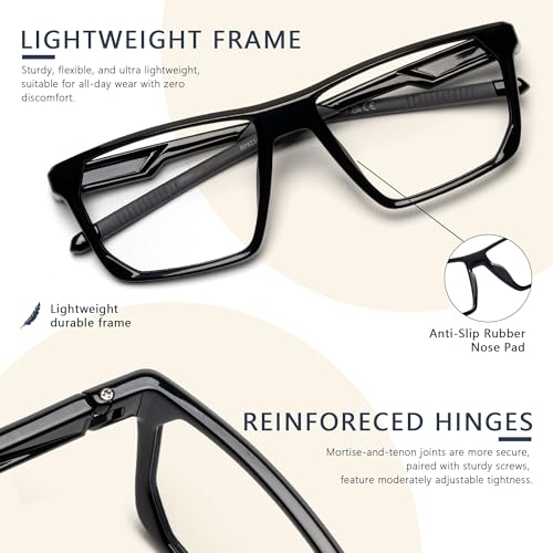 Image of Blue Light Blocking Glasses for Women Men, Square Thick Frame Anti Eyestrain & UV Glare JF6218
