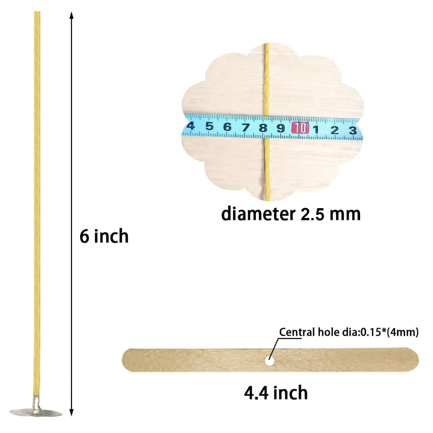 Zestaw knotów do świec konopnych, 2,5 mm, do samodzielnego wykonania, naturalne knoty do świec z wosku pszczelego, do produkcji świec z wosku pszczelego, konopi, jadalny knot, 50 szt