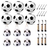 HurOutd 6 Pcs Soccer Balls with Pump, Size 5 Soccer Ball for Adults, Deflated Soccer Ball Set with Mesh Bag for Team Training & Holiday Charity Donation