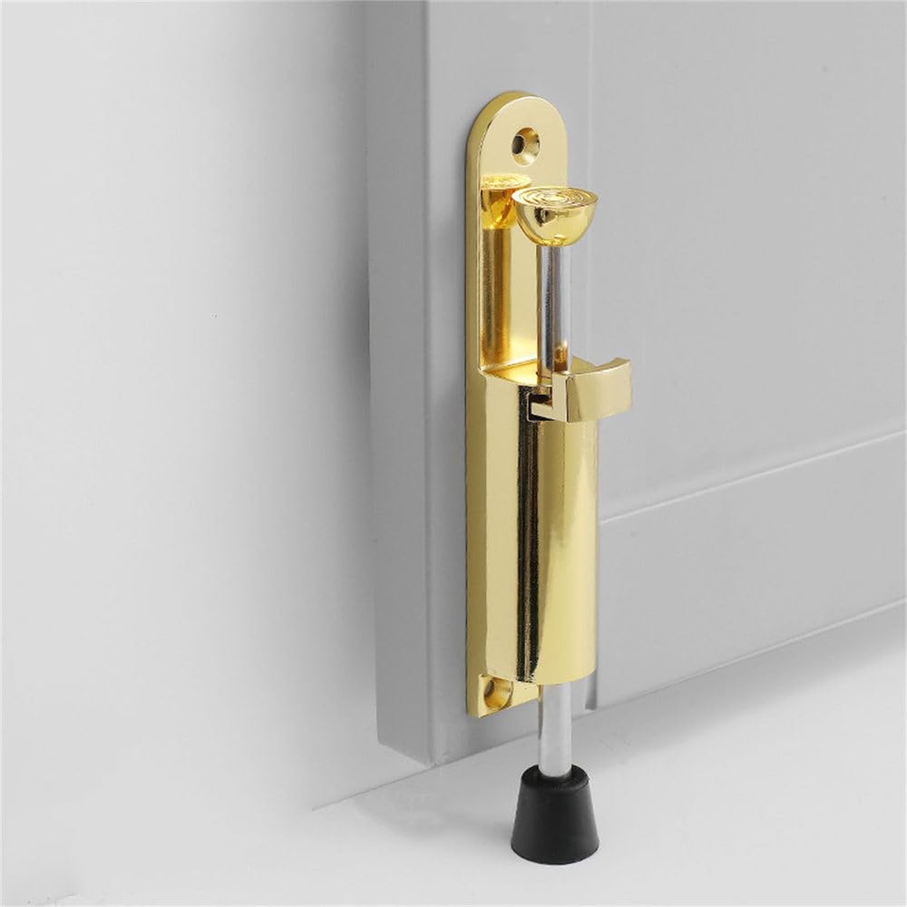 Zhanggl Bright Gold Door Stop Stopper Holder Foot-Operated, Bumper,Rubber Punch-Free,Zinc Alloy Foot-Operated Top