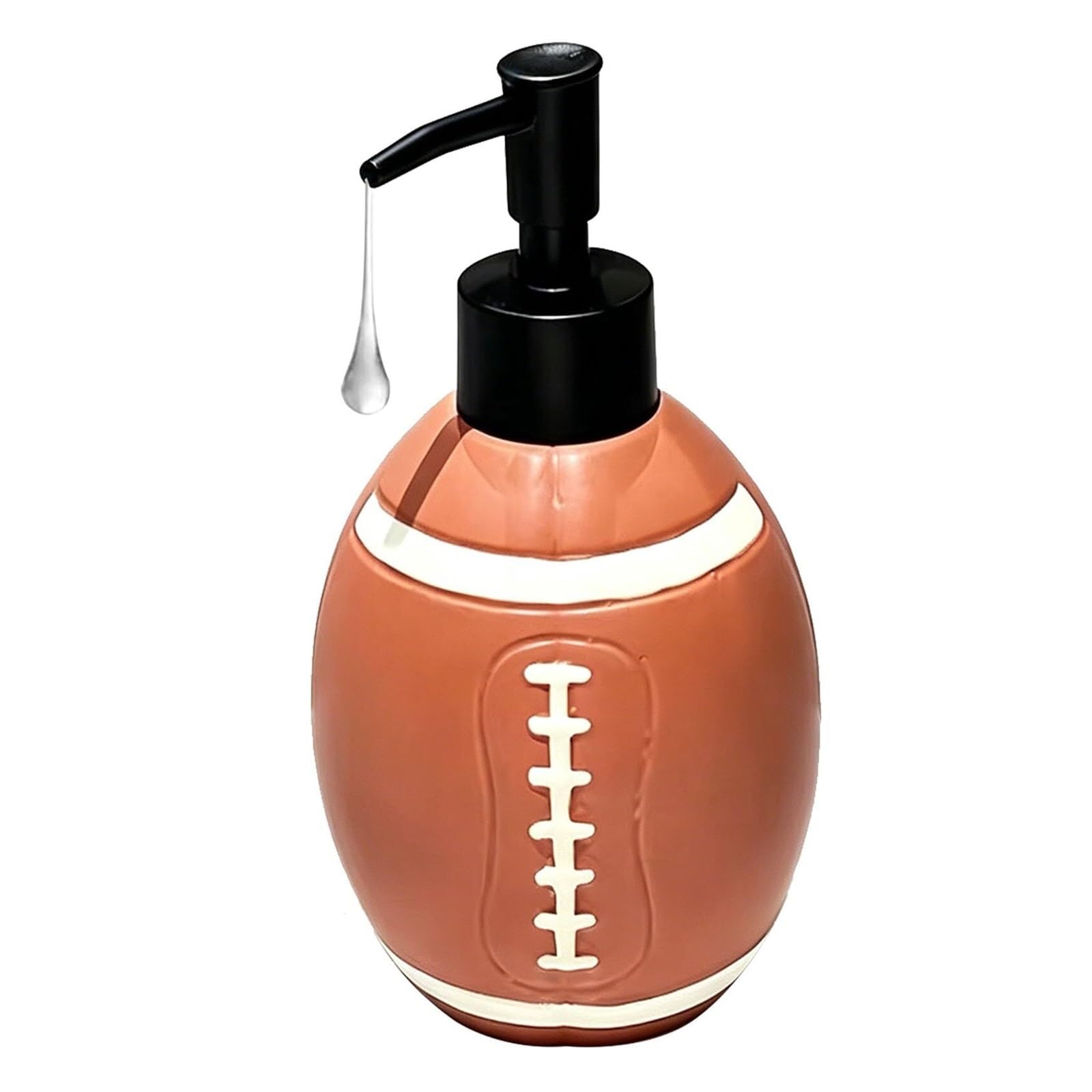 Yofab Rugby Countertop Cute Football Hand Soap Dispenser Ceramic Liquid For Bathroom Vintage Bathroom Decor