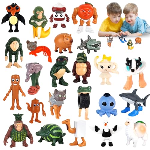 Lot de 24 Figurines Italiennes Brainrot,Tung Tung Sahur Mini Figurines Brainrot Italien,3D Brain Rot Figurine de Collection Cadeau Créatif pour Collection...