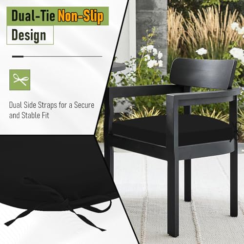 Image of Basic Beyond Outdoor Chair Cushions Set of 4, Outdoor Cushions for Patio Furniture, Water Resistant Patio Chair Cushions with 2 Ties, 17x16x2, Black
