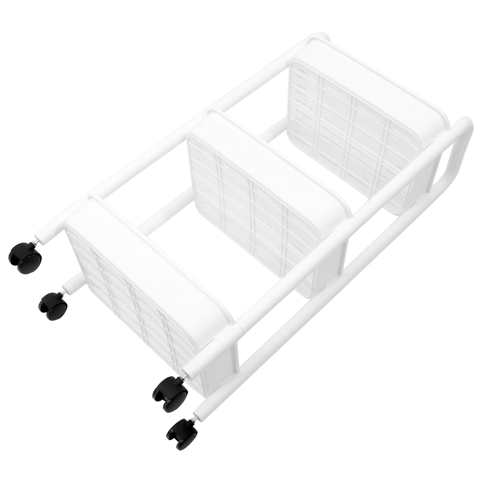 Carrello Multifunzionale Bianco con Ruote, Scaffale Mobile a Livelli in Pp, Design Compatto per Cucina e Bagno, Struttura Portatile con Ripiani Stretti