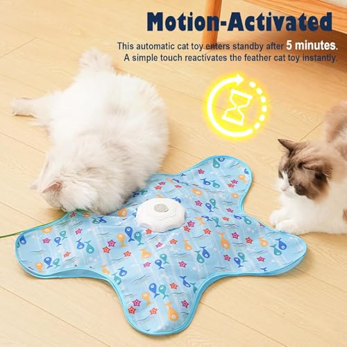Rechargeable Automatic Cat Toy, 3-Mode Touch-Activated Interactive Toy with Random Motion, Concealed Feather & Squeaky Sound for Indoor Cats - Image 4