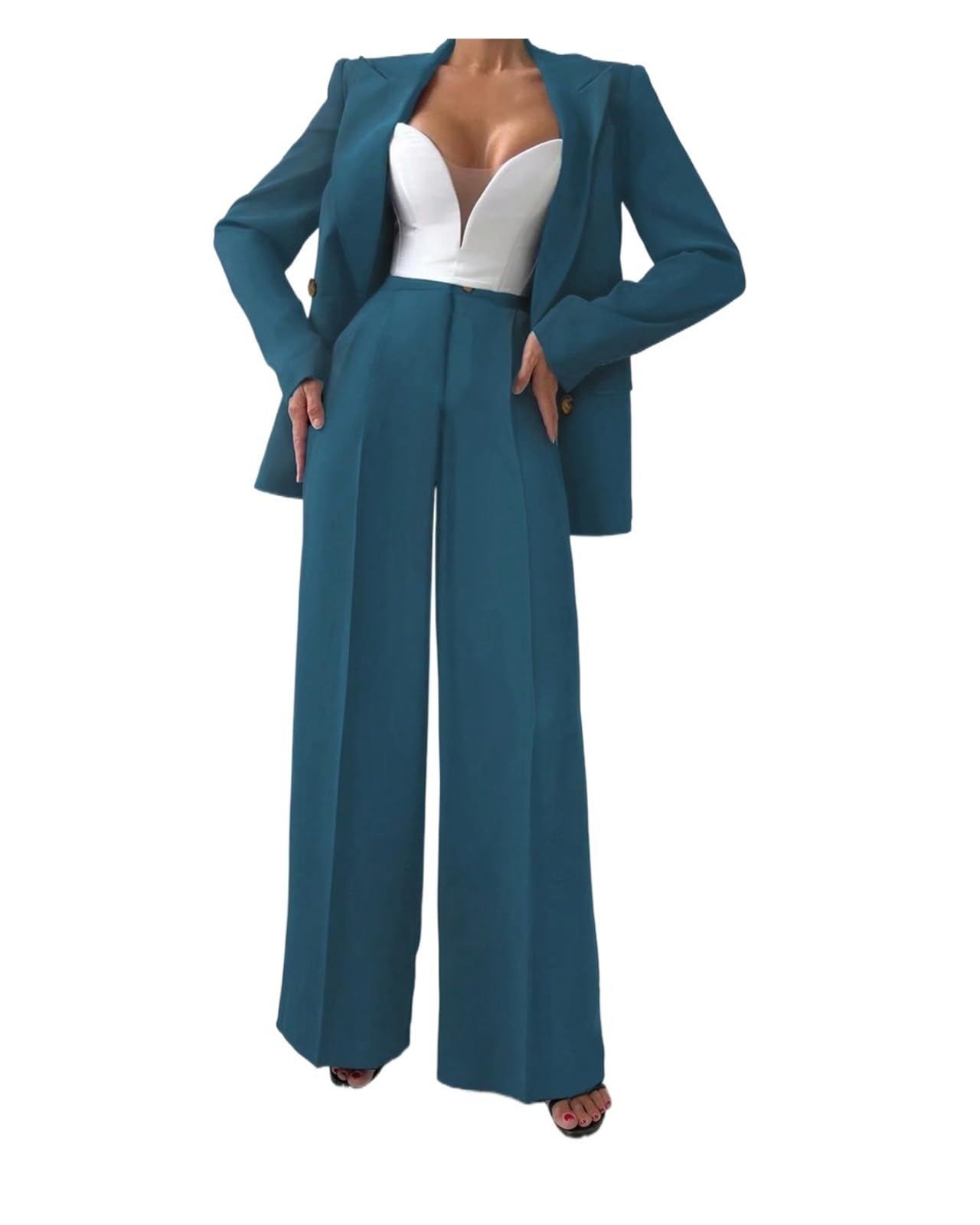 Conjunto de Chaqueta Blazer Informal Elegante y pantalón Recto for Mujer, Ideal for Primavera, otoño e Invierno, for Oficina, Trabajo Negocios para Negocios, Trabajo, Oficina, Formal