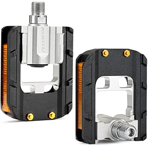 KOOTU Bike Pedals with Reflective Strips, Universal 9/16 Inch Mountain Bike Pedals, Sealed Bearing Lightweight Platform, Non-Slip Aluminum Alloy Bicycle Pedals for Road BMX MTB Bike. Cover