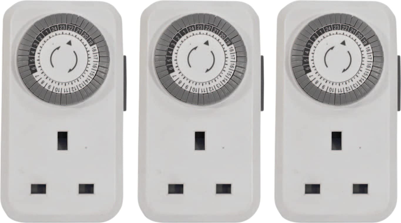 Eagle 3 Pack 24 Hour Segment Energy Saving Plug in 230V 13A Timer Switch, Easy to Use and Programme For Security, Festive and Everyday Use