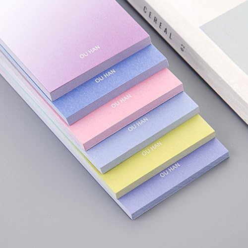 Gradient Colors Sticky Notes Self-Sticky Memo Pad, 6 Pads, 40 Sheets/Pad