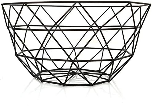 TEETOOKEA Metal Wire Fruit Basket, Creative Mesh Fruit Bowl, Round Metal Storage Holder, Modern Style Container for Kitchen Counter, Table Centerpiece Decorative, Countertop, Home Decor (Large)
