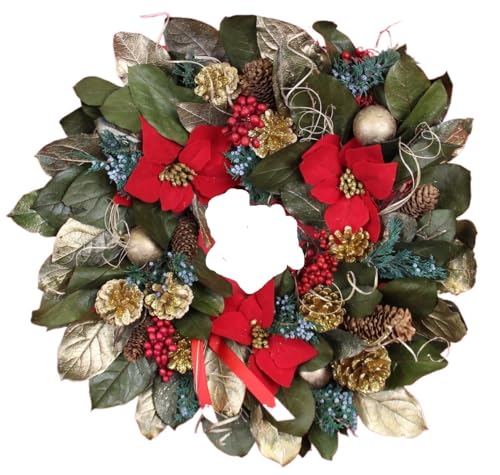 Couronne de Noël pommes de pin dorées pour porte et salon