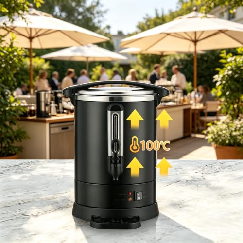 Image of Commercial Coffee Maker, Percolator Coffee Pot, 120-Cup Hot Water Urn | 18L Large Hot Beverage Dispenser, Insulated Stainless Steel Design for Party Buffet Catering
