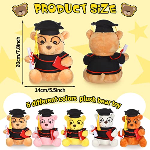10 Pieces 7.8 Inch Graduation Bears Graduation Plush Graduation Stuffed Animal Graduation Bears Class Of 2023 For Kindergarten Elementary High School College Graduation Gifts(Hat Style) #TOP2