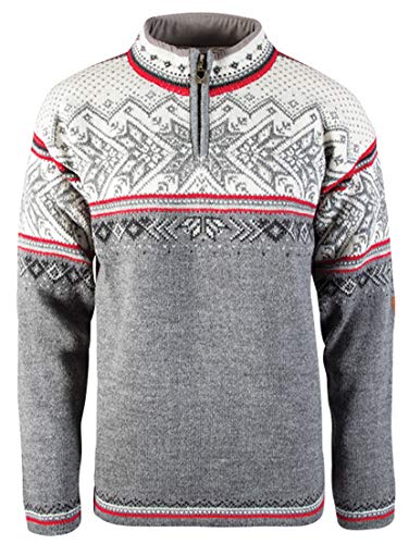 Dale of Norway Vail Sweater - 100% Norwegian Wool Knit Sweater - Mens Sweaters and Pullovers - Ski Sweater with Fine Detailed Patterns - Quarter Zip Pullover Men - Unisex Ski Sweater