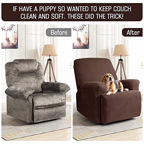 Taococo 4 Pieces 1 Seat Stretch Recliner Slipcover With 6 Pieces 2 Seat Stretch Love Seat Recliner Slipcover (Chocolate) #TOP3