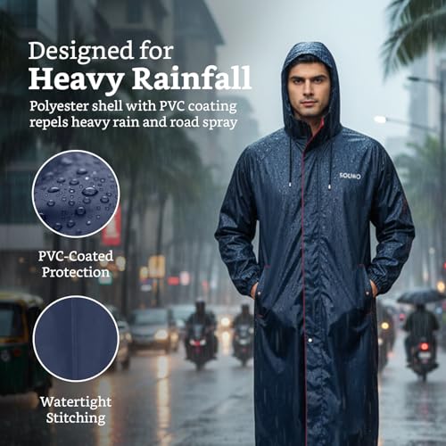 Image of Amazon Brand - Solimo Men's Polyester Water Resistant Casual Style Rain Coat
