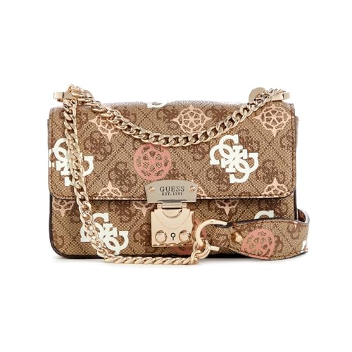 GUESS Eliette Mini Convertible Crossbody Flap, Latte Logo Multi