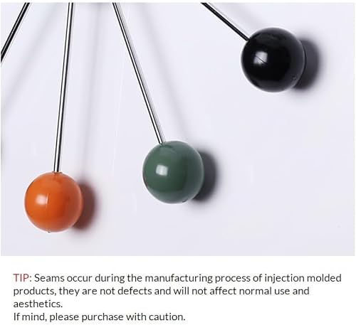 Miniatura 6 de Reloj de pared moderno de mediados de siglo con bola multicolor, silencioso, sin tictac, funciona con pilas, relojes de 13 pulgadas para sala de