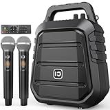SHIDU 100W Powerful Voice Amplifier with 2 Wireless Microphones, Portable Speaker with Microphone, PA System with Sound Effects, Karaoke Machine Support BT/USB/TF Card/Aux/Guitar