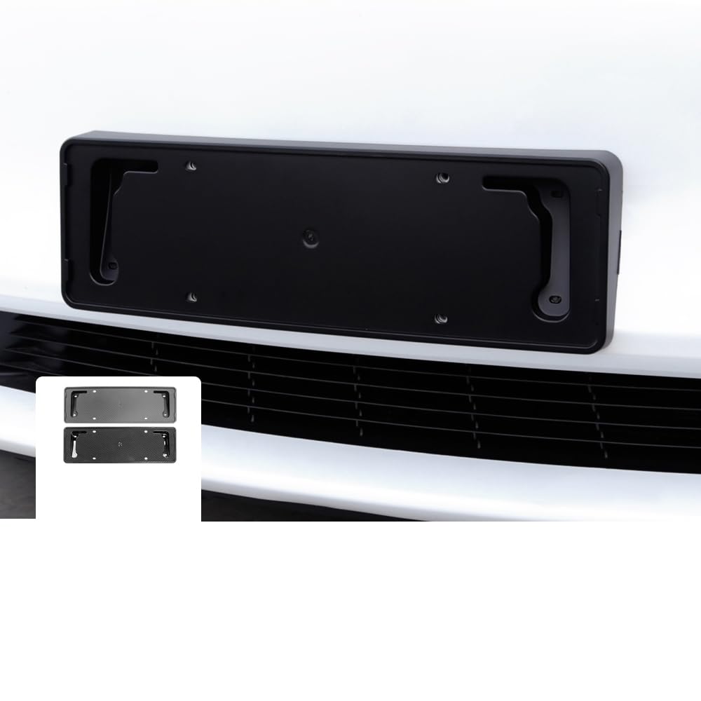 Para Tesla Model Y 2022, accesorios para automóvil, paquete de 2 unidades, marco portamatrículas delantero y trasero de ABS fibra de carbono, soporte de montaje y cubierta, estilismo de coche (negro