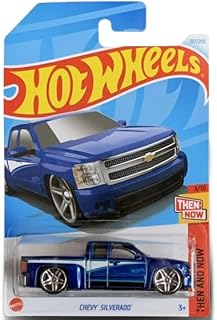 Hot Wheels Chevy Silverado (Blue) Then and Now 3/10, Diecast Toy Car