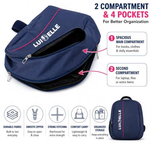 Image of Backpack for Men, Women & Students | 12x18x6 Inch Polyester Casual Backpack | Lightweight Durable Travel, College & Office Bag | Blue