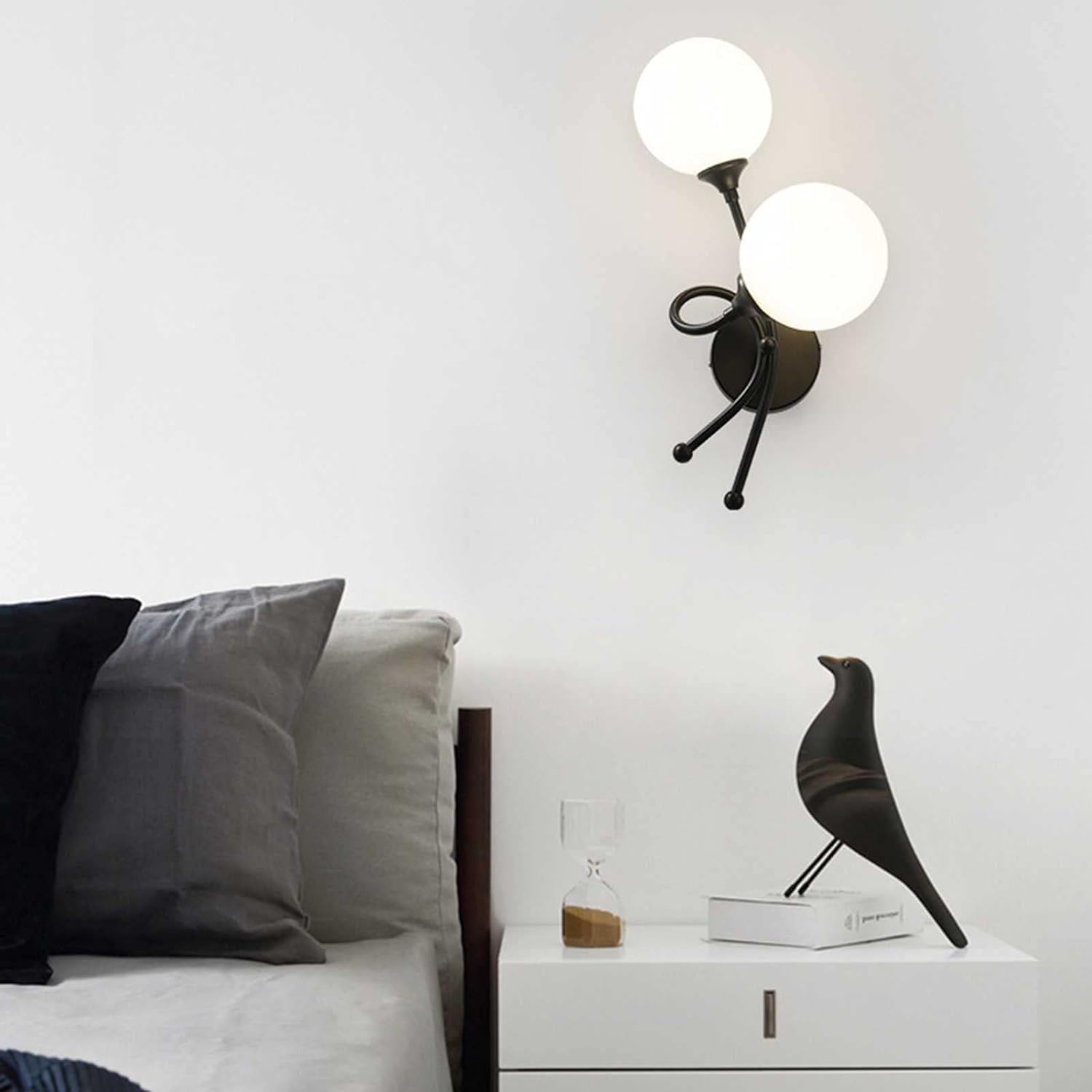 Wall lamp, Led ウォールランプトリコロール調光ゴールド壁取り付け用燭台工業用マットグローブガラスウォールライトリビング