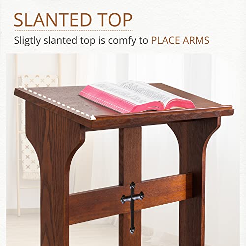 LUE BONA Prayer Bench Stool, Padded Kneeling Stool for Prayer, Wooden Church Prayer Bench Stool Table with Shelf and Cushion, Kneeling Shelf Prayer Bench for Kneeling at Home, 350 lbs, Religious Gifts