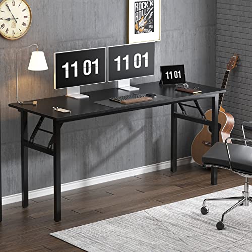 Need Computer Desk Office Desk 62 Inches Folding Table With Bifma Certification Computer Table Dining Table No Install Needed, Black #TOP3