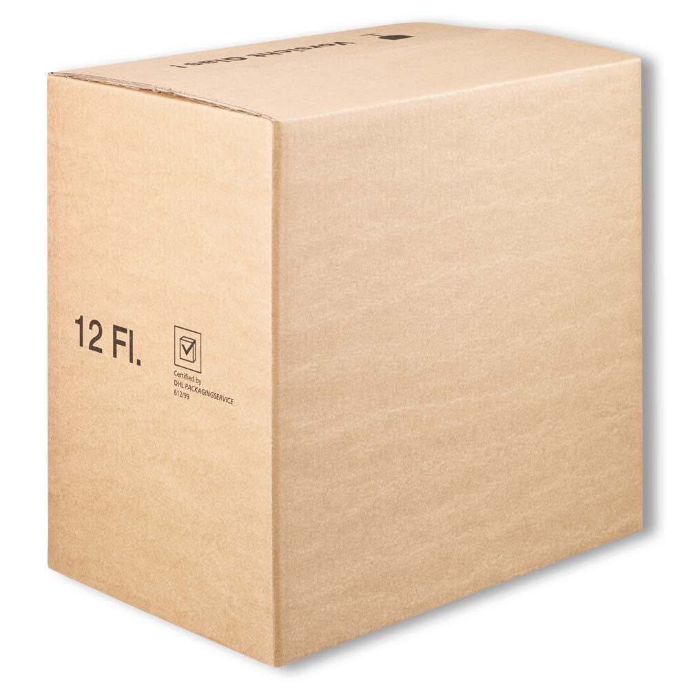 12er Versandkarton für Flaschen "DU LOG", Wellpappe, braun, 40 x 28 x 41 cm, 15 Stück
