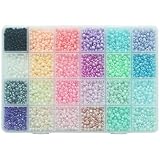 Kit de 3120 perles de rocaille couleur crème 4mm(6/0)   24 nuances   Avec boîte de rangement