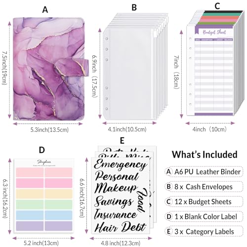 Image of SKYDUE Budget Binder, Money Saving Binder with Zipper Envelopes, Cash Envelopes and Expense Budget Sheets for Budgeting